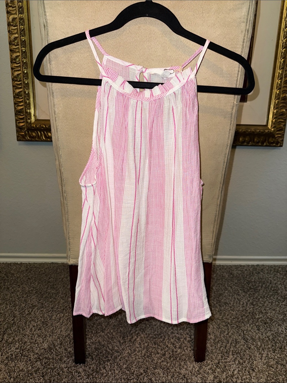 Blu Pepper Pink and White Striped Halter Cami
